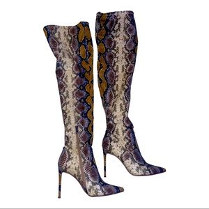Snake skin over the knee boot